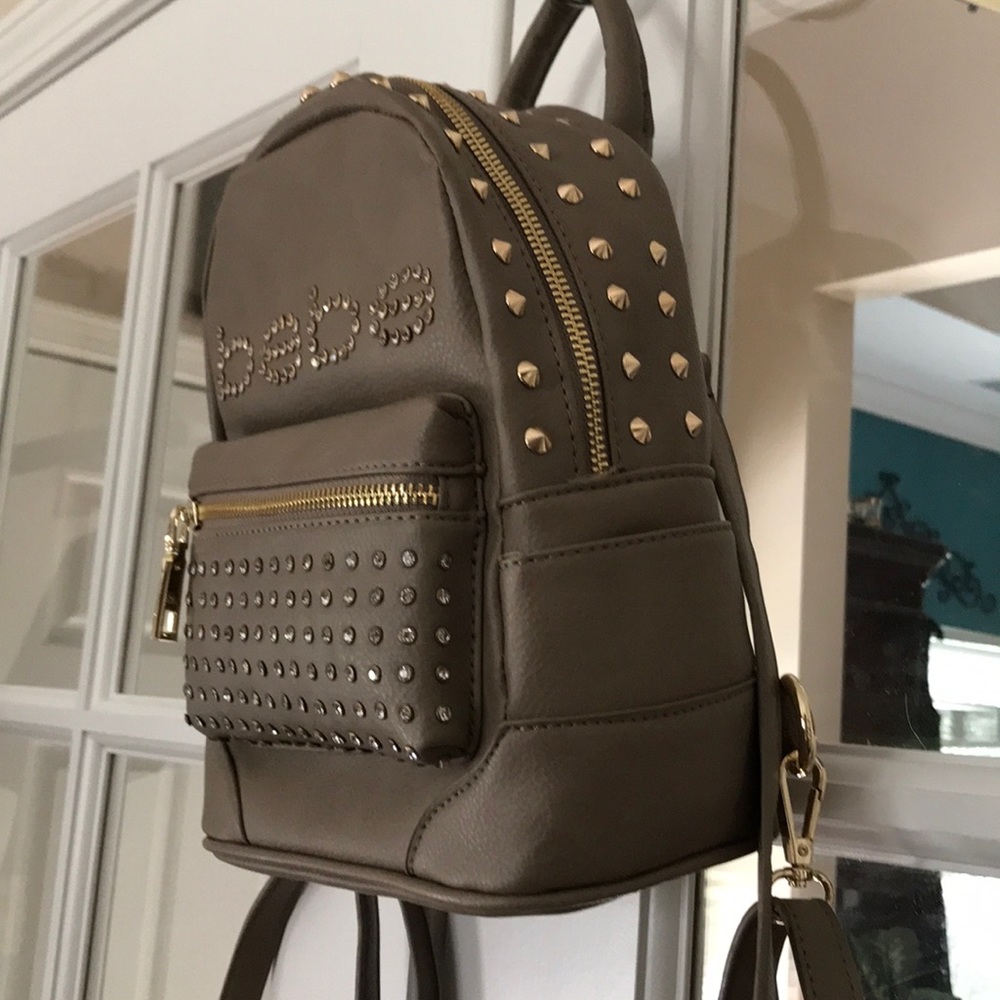 🆕 Bebe Mini Taupe Backpack with Bling! - Picture 4 of 8